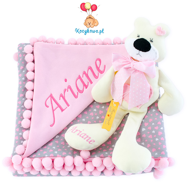 Cotton blanket with dedication Sophie 072 120x160 hearts