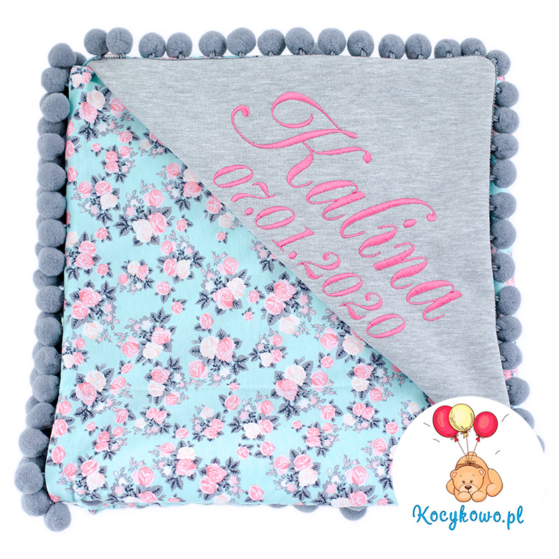 Cotton blanket with dedication Sophie 072 160x200 roses