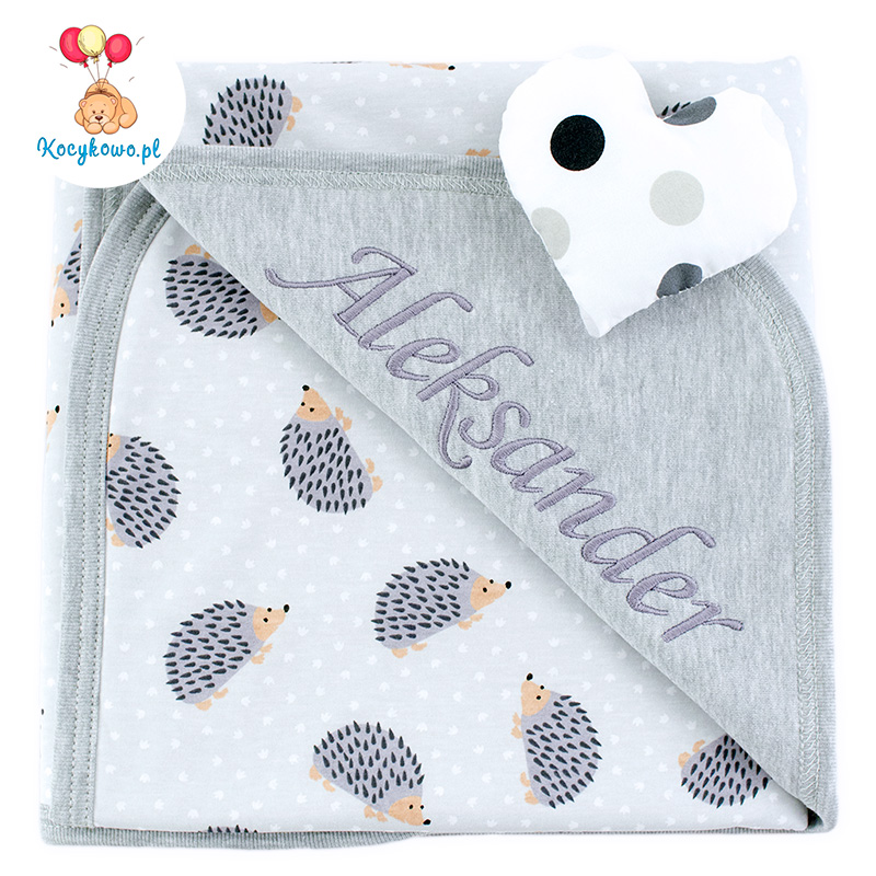 Cotton blanket with dedication Sophie 073 80x90 hedgehog