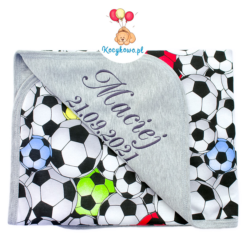 Cotton blanket with dedication Sophie 073 80x90 football