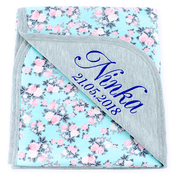 Cotton blanket with dedication Sophie 073 roses