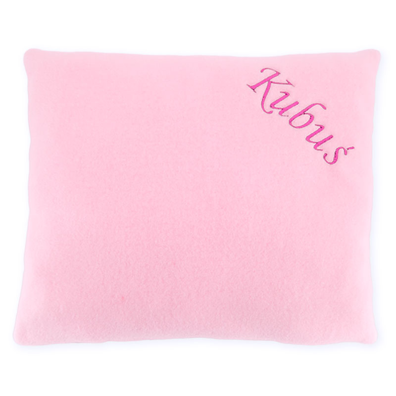 Fleece pillow with dedication pink