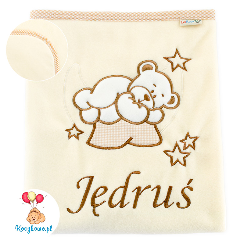 Big blanket with name teddy bear on the moon 052