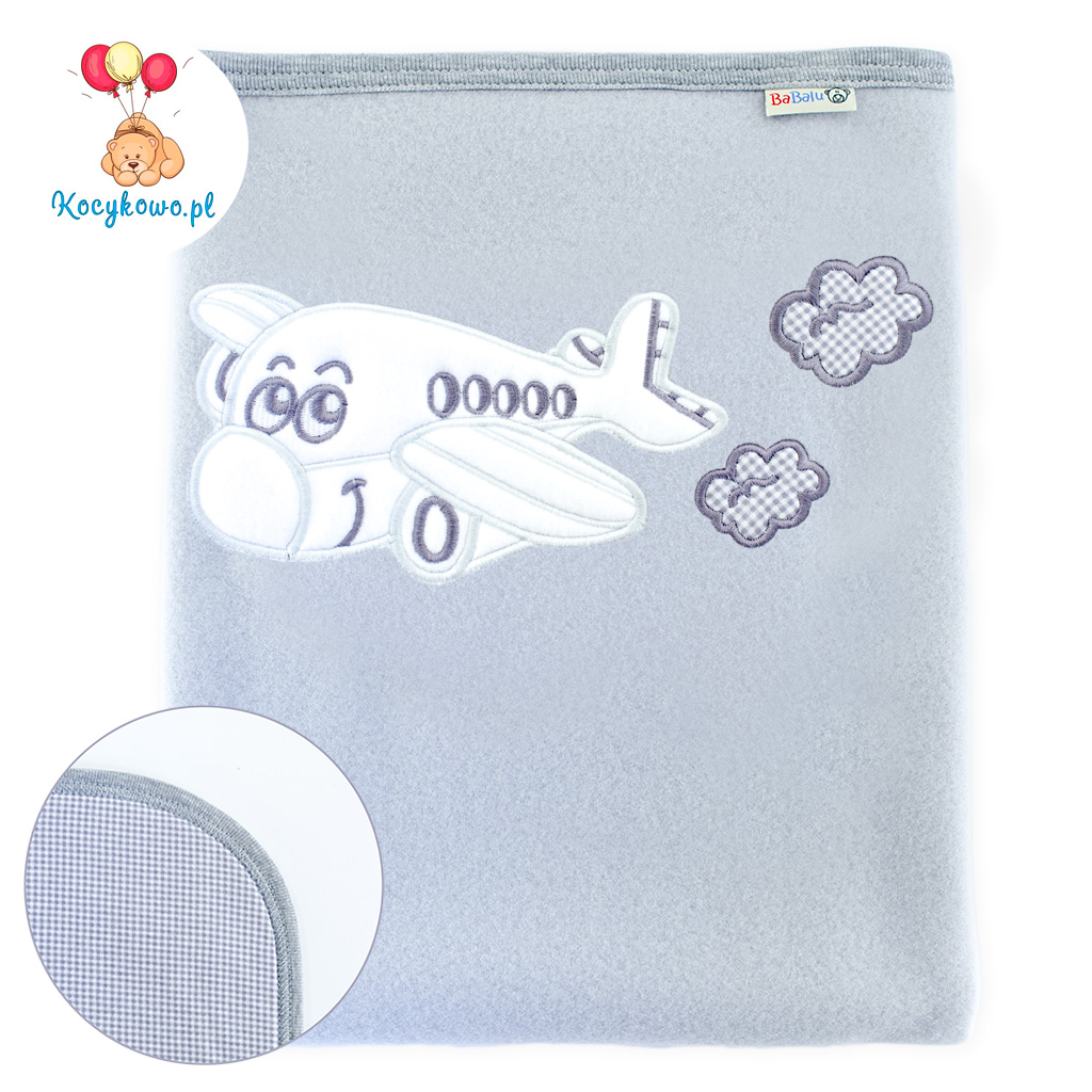 Big blanket with name Airplane with clouds gray