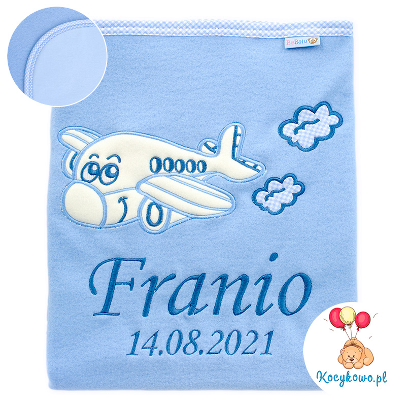Blanket with a dedication 80x100 PLANE 054 blue