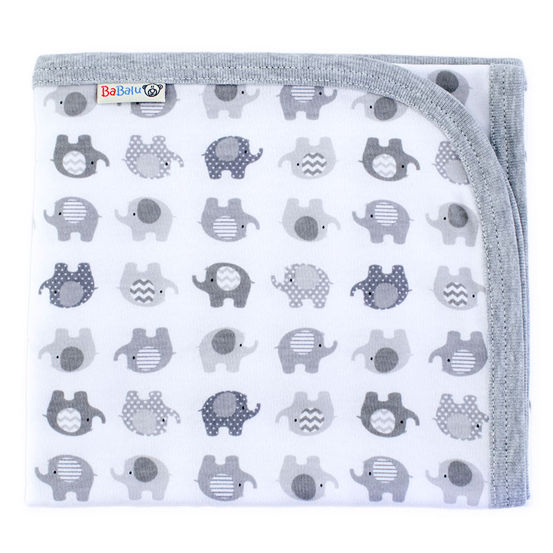 Printed cotton blanket 057 elephants 70x85cm