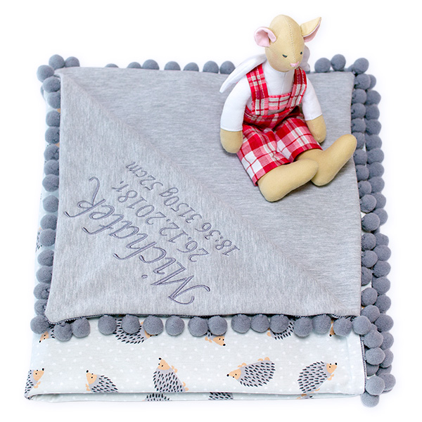 Cotton blanket with dedication Sophie 072 hedgehog