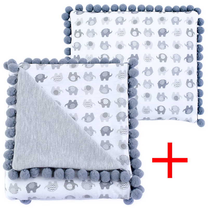 Cotton set (blanket+pillow) 080 Sophie elephants 100x140+28x34