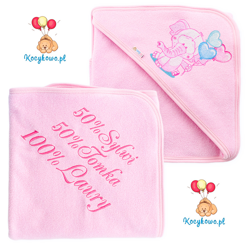 Bath towel 038 with a dedication pink 100x100