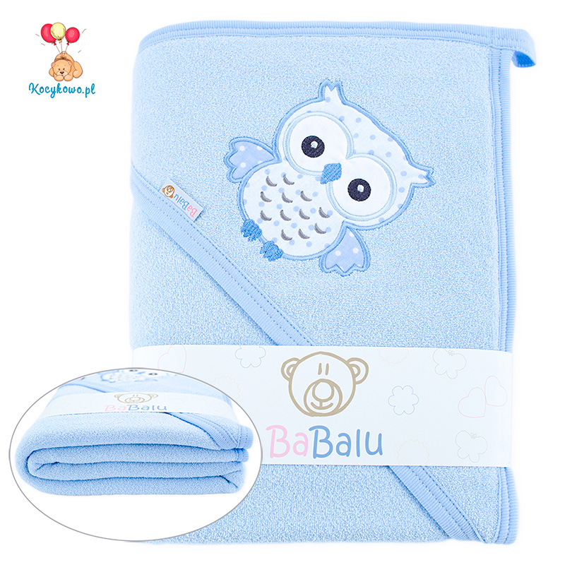 Thick 2-layer bath towel Owl 100x100 blue 088