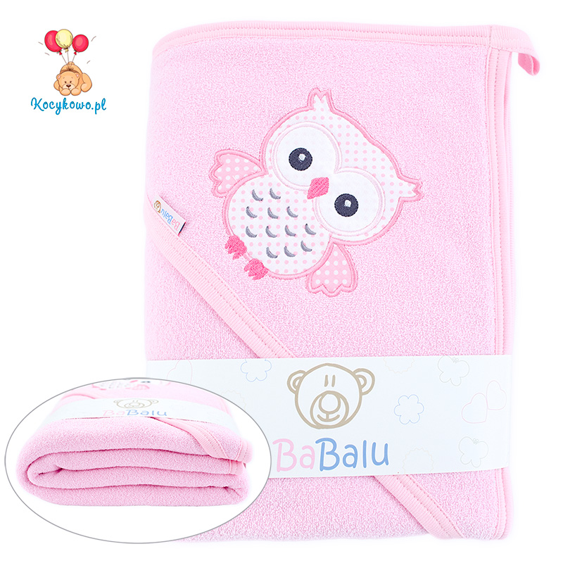 Thick 2-layer bath towel Owl 100x100 pink 088