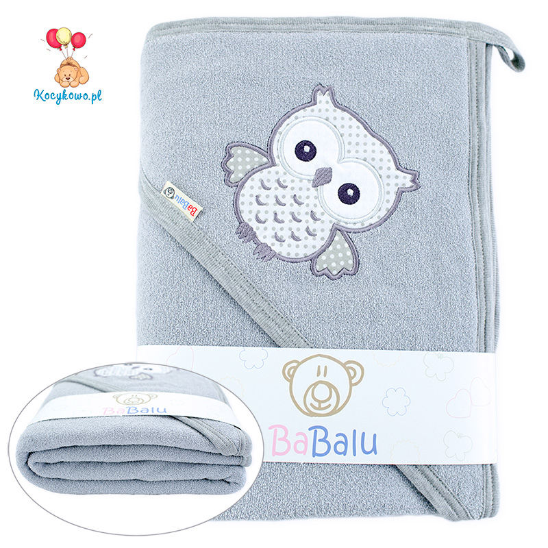 Thick 2-layer bath towel Owl 100x100 grey 088