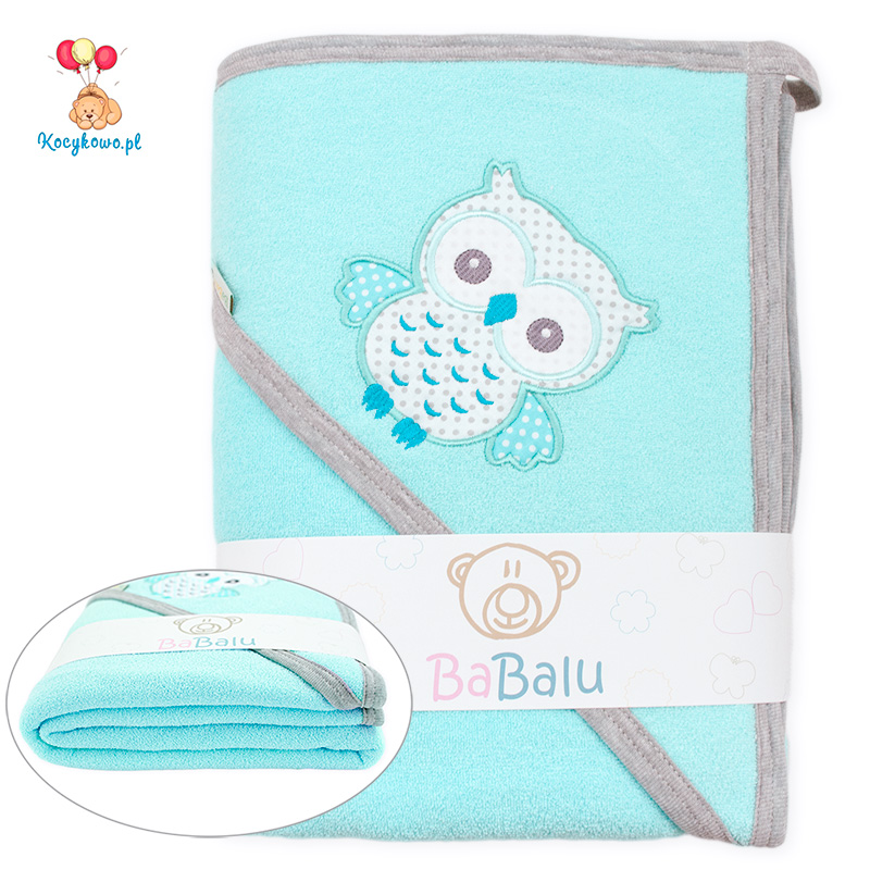 Thick 2-layer bath towel Owl 100x100 turquoise 088