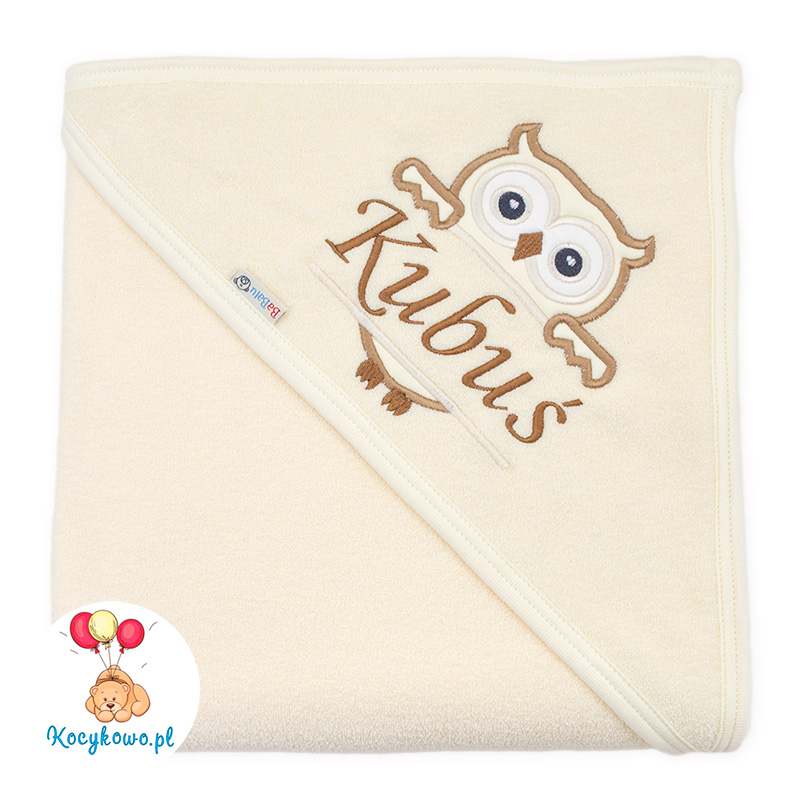 Bath cover - towel with name 100x100 Owl 088