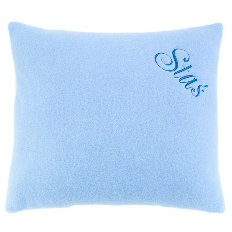 Fleece pillow with dedication blue