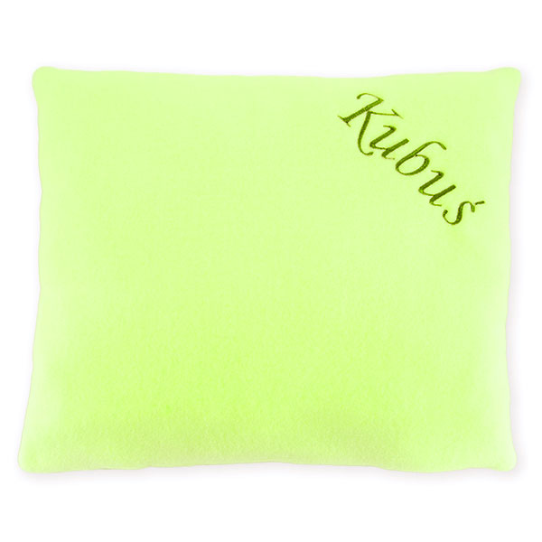Fleece pillow with dedication green