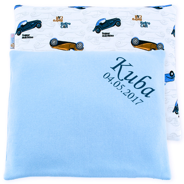 Cotton pillow with dedication 076 Sophie retro cars 28x34